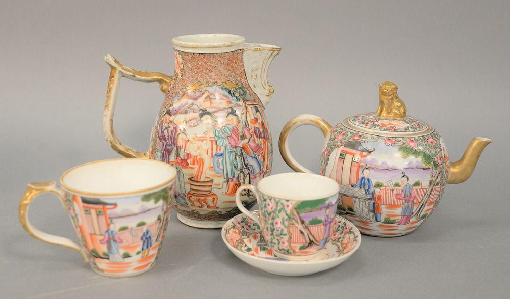 Appraisal: Five Piece Chinese Export Porcelain Tea Set to include coffee