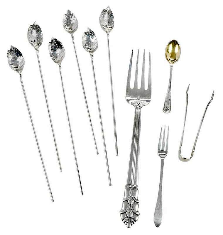 Appraisal: Ten Pieces Tiffany Sterling Flatware American including Palmette serving fork