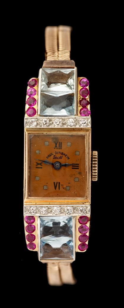 Appraisal: German rose gold wristwatch Paul Ditisheim by SolVil art deco