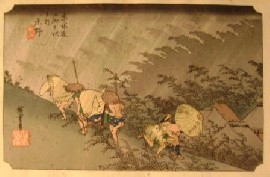 Appraisal: Hiroshige Hiroshige Sudden Shower at Shono together with Fisherman print