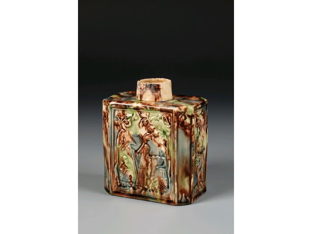 Appraisal: A RARE WHIELDON TYPE AGATE WARE TEA CADDY of rectangular