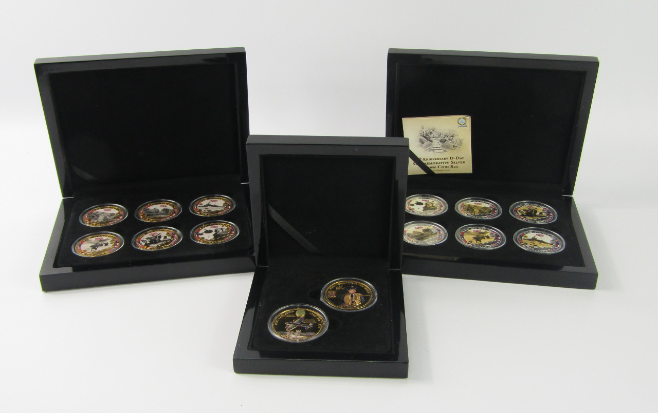 Appraisal: Silver and gilt commemorative coin sets for the th Anniversary