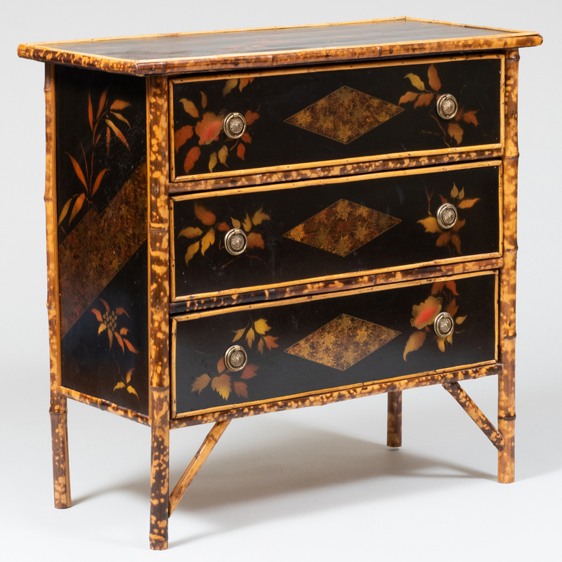 Appraisal: Victorian Style Lacquer and Bamboo Chest of Drawers x x