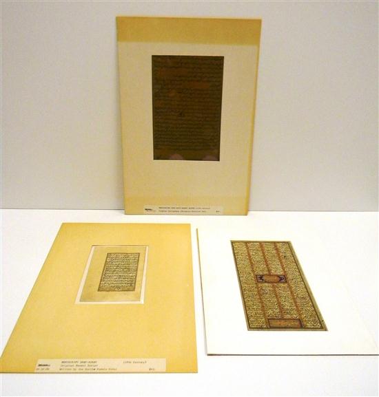 Appraisal: Three th C illuminated manuscripts from the Q'uran including one