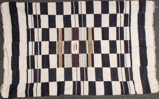 Appraisal: Tribal Sash Blanket Possibly South American black and white checkered