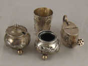 Appraisal: Chinese silver A two piece cruet Chinese marks to underside