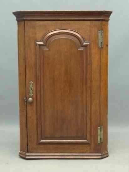 Appraisal: th c English raised panel door hanging cupboard '' W