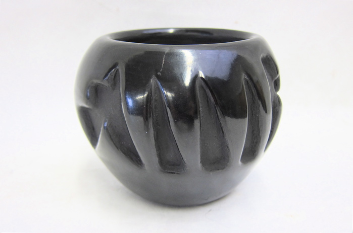 Appraisal: FRANCES SALAZAR - Santa Clara BLACK ON BLACK CARVED BOWL