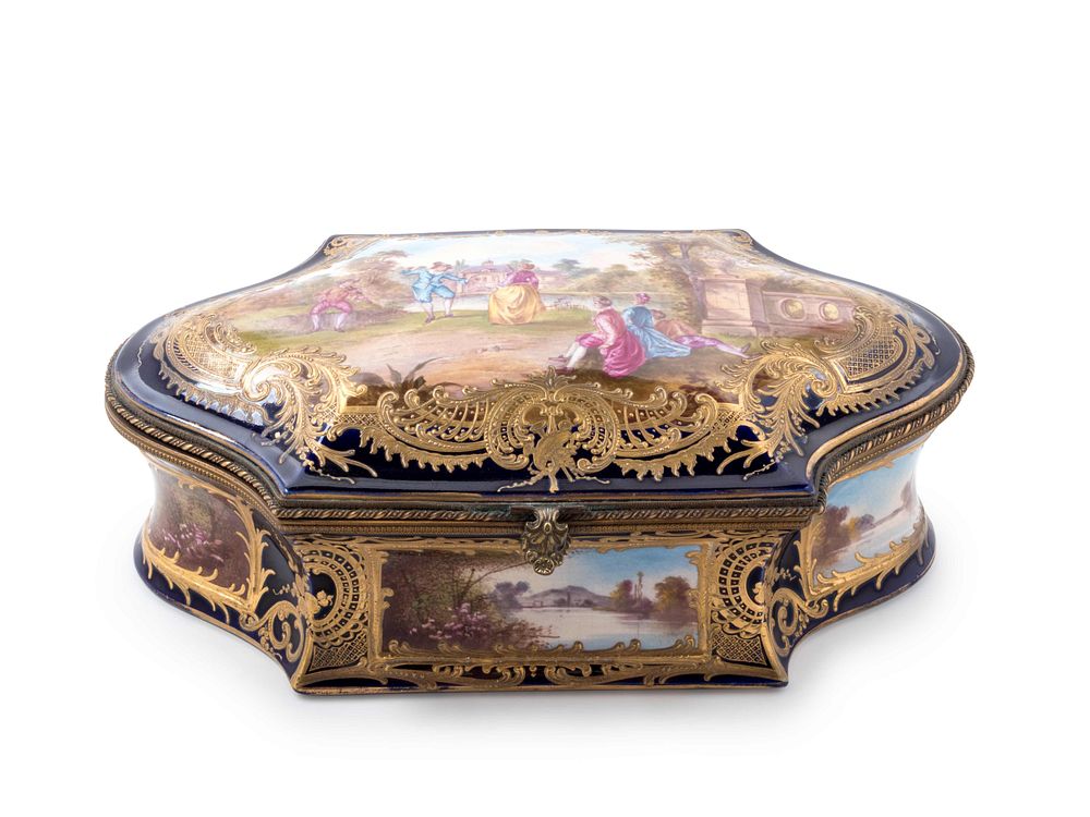 Appraisal: A Sevres Style Painted and Parcel Gilt Porcelain Table Casket