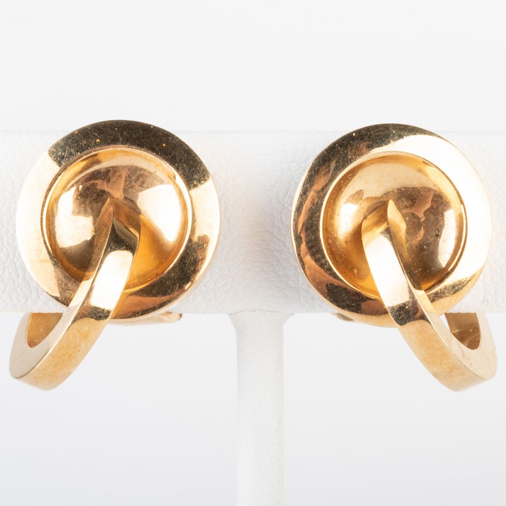 Appraisal: Pair of k Gold Double Hoop Earclips With hallmarks in