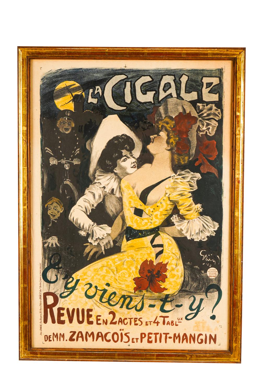 Appraisal: JULES GRUN - LA CIGALE offset lithograph Condition with yellowing