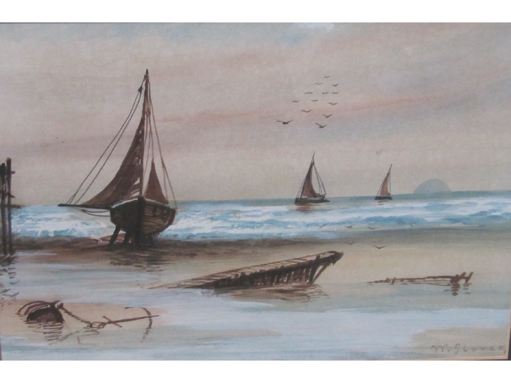 Appraisal: Watercolour coastal scene signed W GLOVER