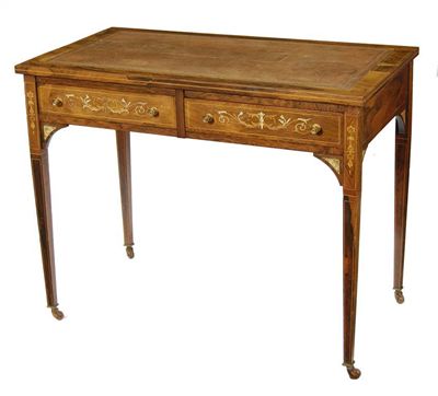 Appraisal: A late Victorian rosewood and marquetry writing table the top