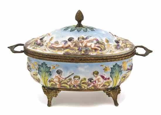 Appraisal: A Capodimonte Porcelain Table Casket having an acorn finial and