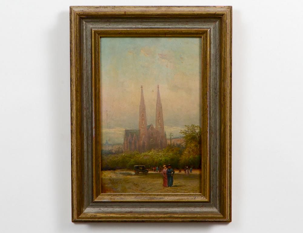 Appraisal: ALFRED PHILIPPE ROLL French - Cathedral Scene with Figures Signed