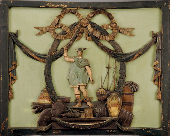 Appraisal: MARINE SOCIETY CARVED AND PAINTED PLAQUE Having a central figure