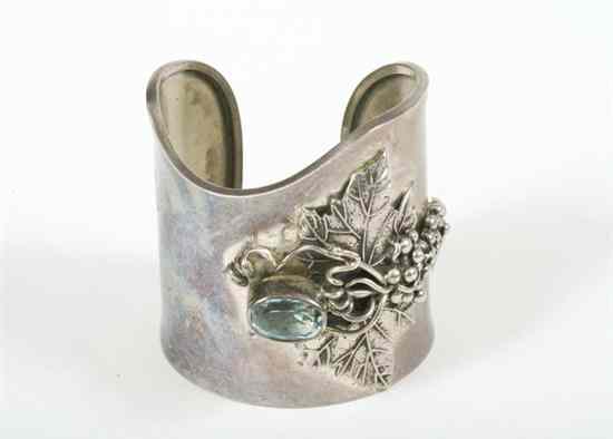 Appraisal: STERLING SILVER AND BLUE TOPAZ CUFF BRACELET MADE BY SUNRISE