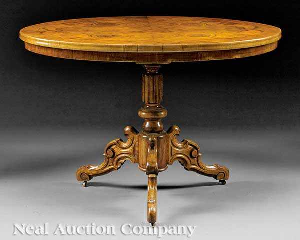 Appraisal: A German or Austrian Figured Walnut Table mid th c