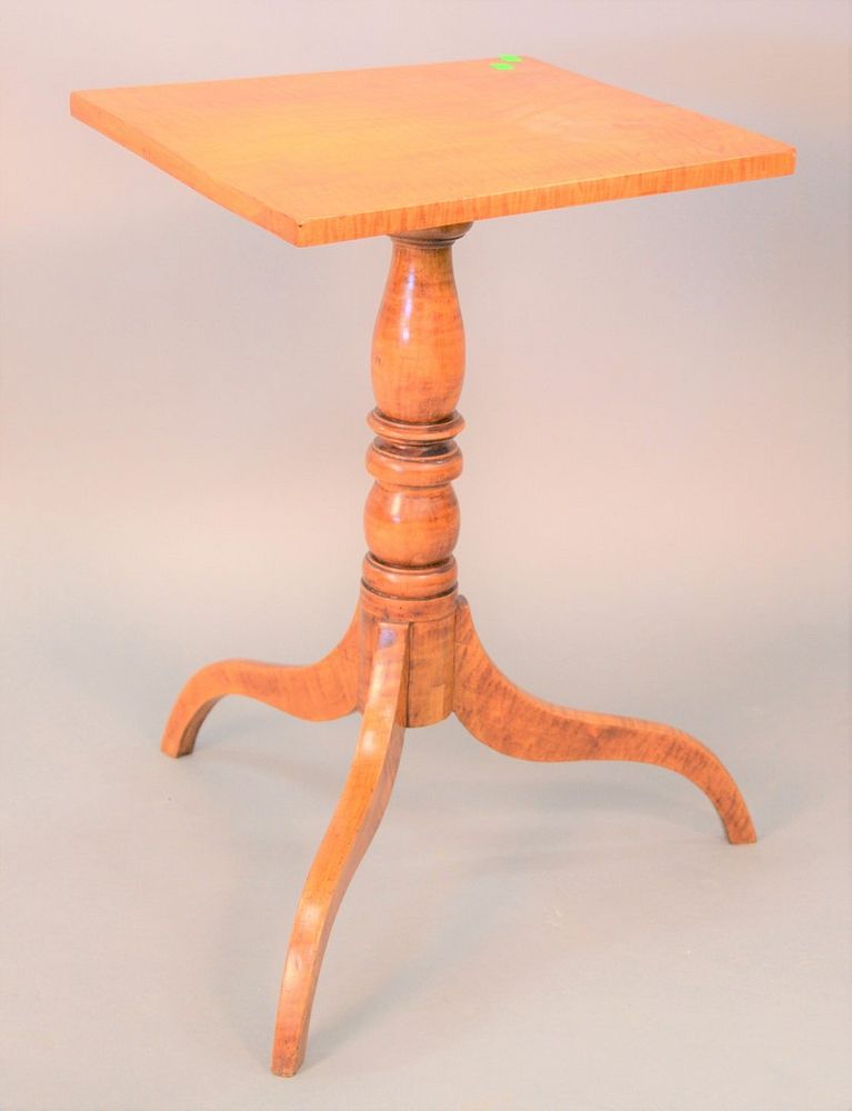 Appraisal: Tiger maple stand having tripod base ht top x Tiger