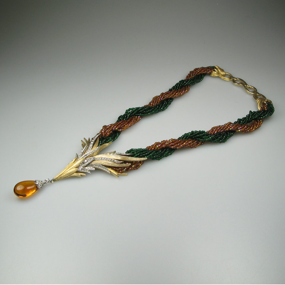 Appraisal: Marcel Boucher Necklace formed of numerous twisted strands of green