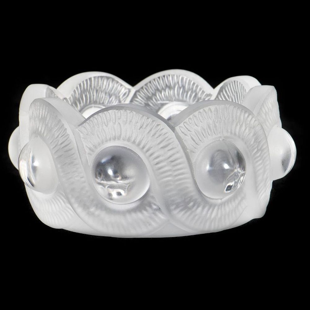 Appraisal: Lalique Art Deco Bowl Having a helix enclosing cabochon pattern