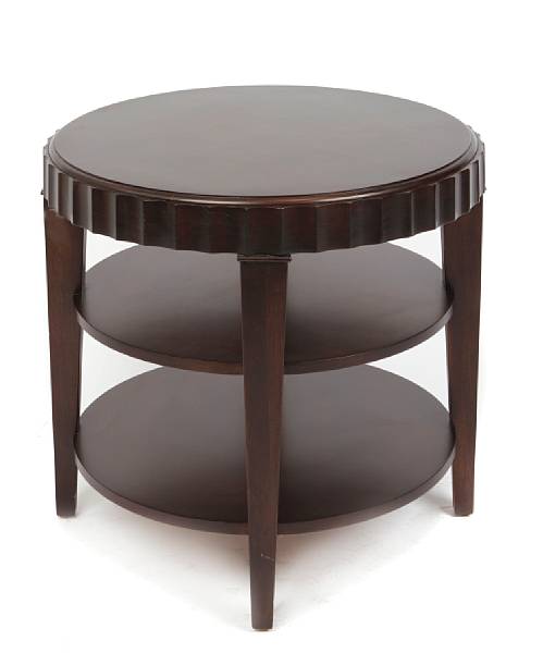 Appraisal: An Art Deco style circular three tier side table late