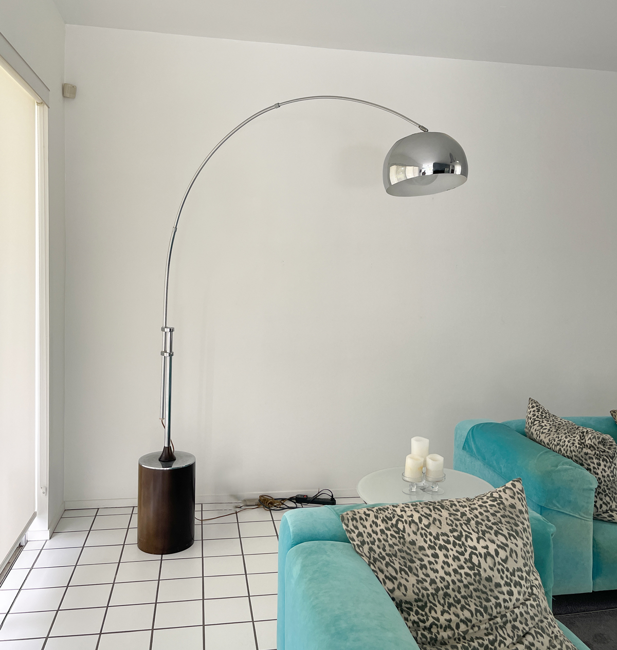 Appraisal: NOVA MID-CENTURY STYLE ARC FLOOR LAMP Chrome Arc floor lamp