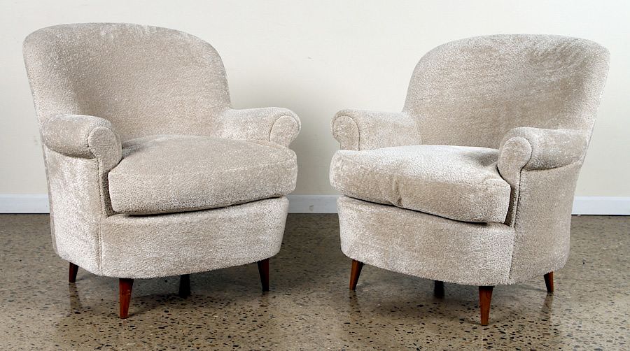 Appraisal: PAIR OF ITALIAN UPHOLSTERED CLUB CHAIRS C A pair of