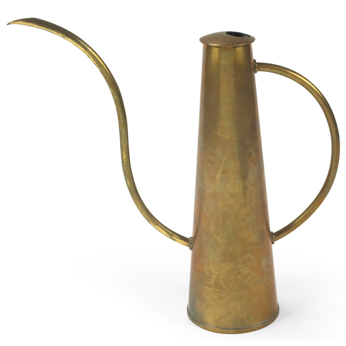 Appraisal: German pitcher brass hand-hammered form with exaggerated spout stamped ''Handarbeit''