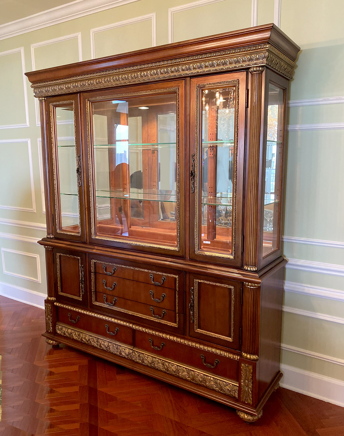 Appraisal: PULASKI FURNITURE CHINA DISPLAY Large china display cabinet having a