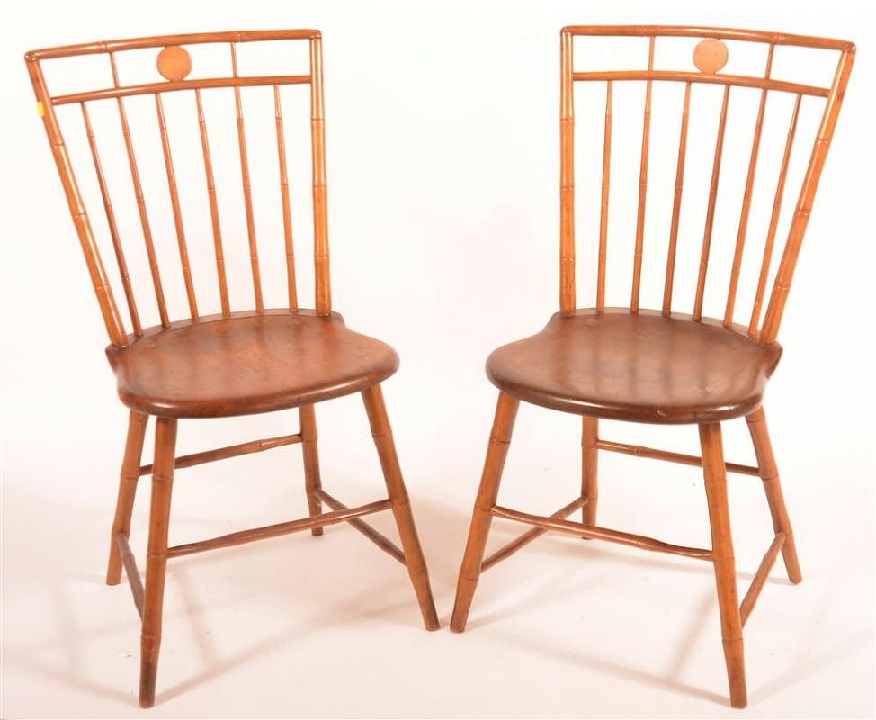 Appraisal: Pair of th C Bamboo Turned Windsor Chairs Pair of