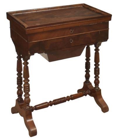 Appraisal: French Louis Philippe period mahogany sewing table mid th c