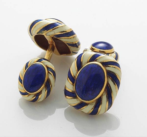 Appraisal: A pair of enamel and eighteen karat gold cufflinks David