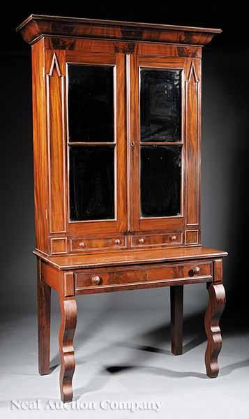 Appraisal: An American Late Classical Mahogany Desk and Bookcase mid- th