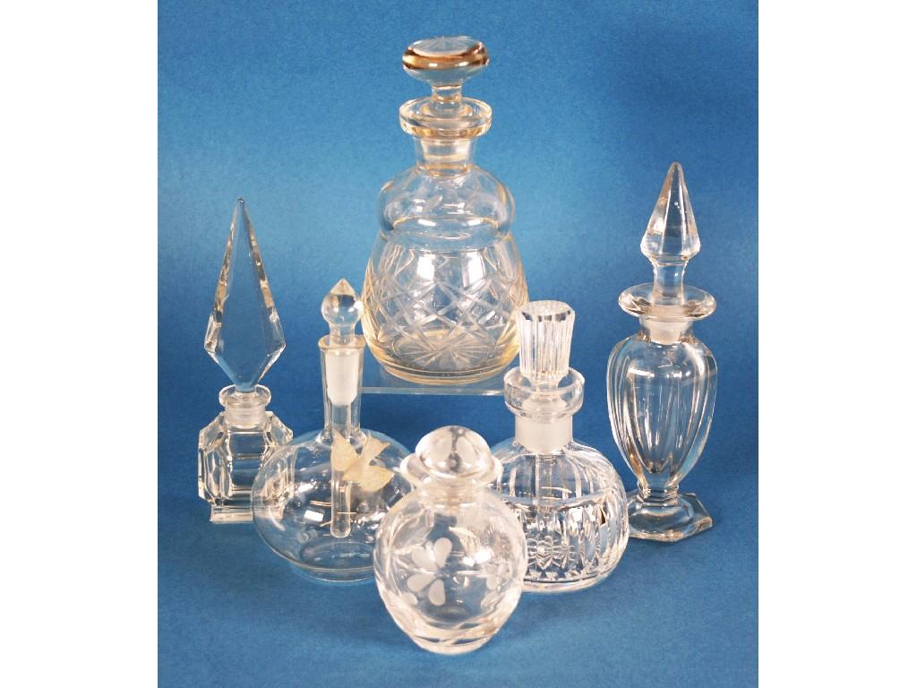 Appraisal: COLLECTION OF TWENTY SEVEN CLEAR GLASS SCENT BOTTLES AND TOILET