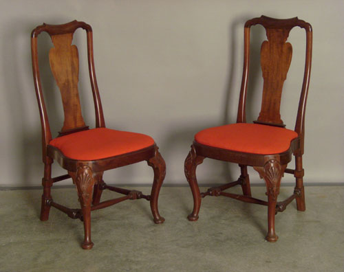 Appraisal: Pair of Queen Anne style mahogany balloon seat chairs