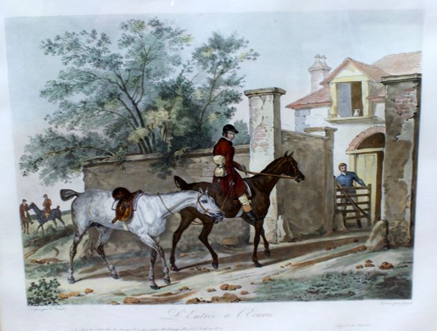 Appraisal: Two French equestrian engravings 'La Folie de l'Ecurie' and 'L'entre