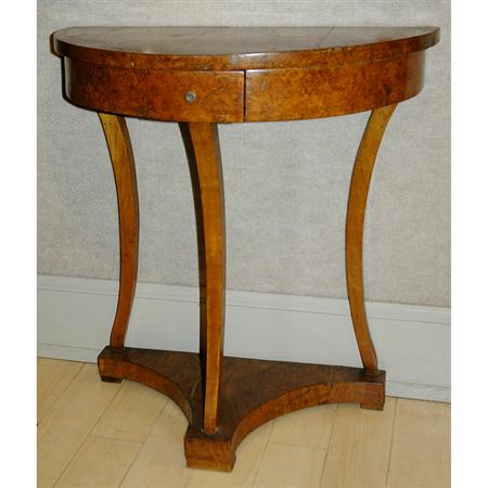 Appraisal: Biedermeier Style Walnut Demilune Console Estimate -