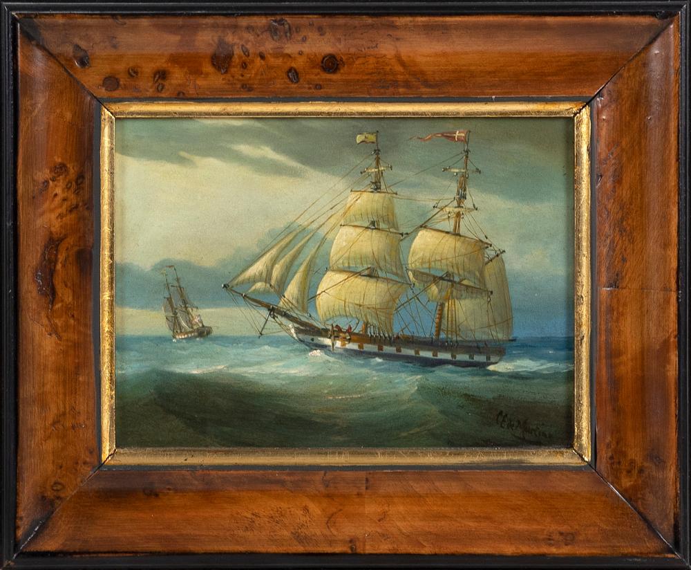 Appraisal: C E DEMARTINO TH CENTURY PAIR OF OF SHIP PAINTINGS