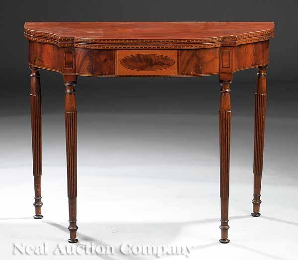 Appraisal: An American Federal Inlaid Mahogany Games Table c the bowfront