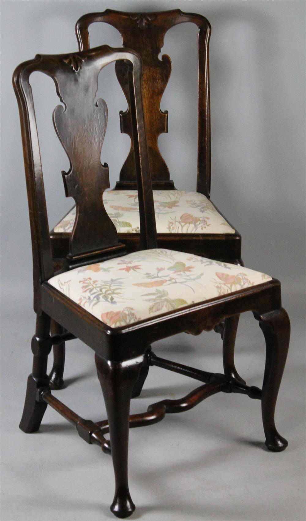 Appraisal: PAIR OF QUEEN ANNE STYLE MAHOGANY SIDE CHAIRS each having