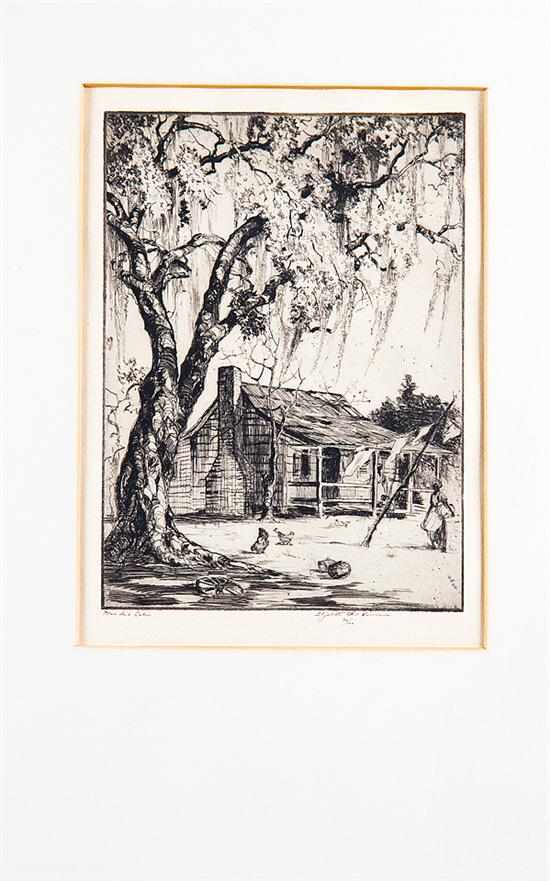 Appraisal: Elizabeth O'Neill Verner South Carolina - MANDA'S CABIN etching framed