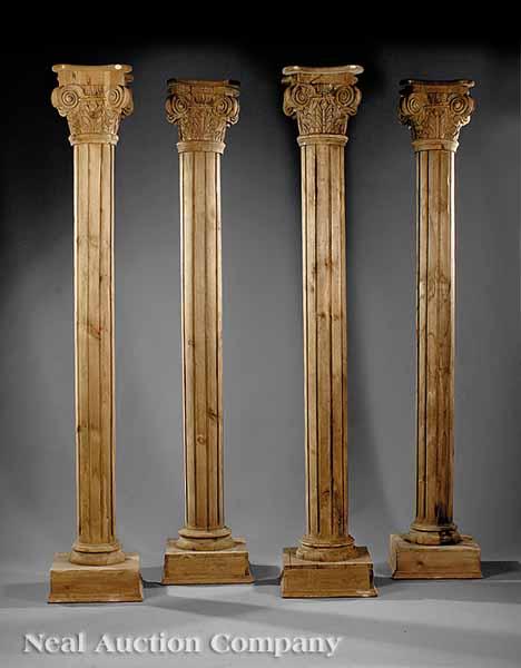 Appraisal: A Group of Four Continental Carved Pine Columns in the