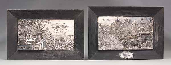 Appraisal: A Pair of German Silvered Plaques c in high and