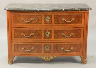 Appraisal: French style marble top three drawer chest with black marble