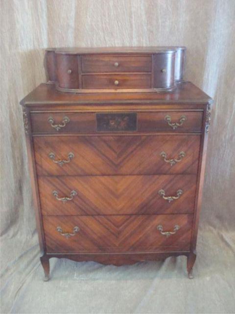 Appraisal: Rosewood High Chest with Gilt Metal Mounts Paint Decorated From