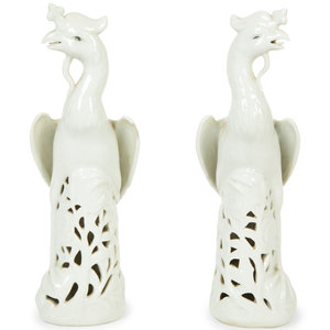 Appraisal: A Pair of Chinese Export Blanc de Chine Phoenix Birds