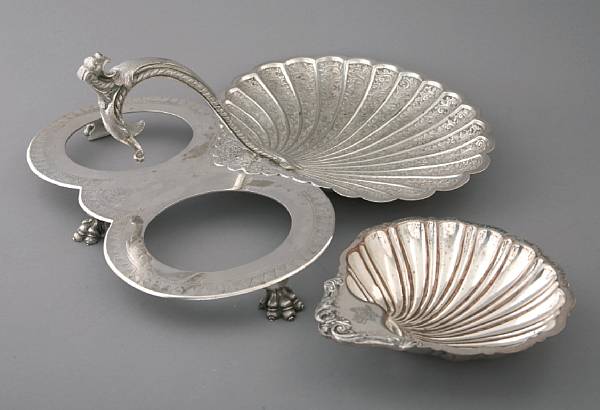 Appraisal: A group of plated shell form servers and bowls Comprising