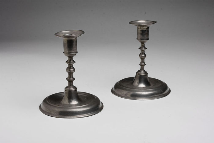 Appraisal: PAIR OF PEWTER CANDLESTICKS PROBABLY EUROPEAN EIGHTEENTH CENTURY Each with