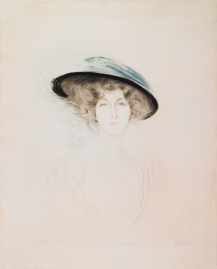 Appraisal: PAUL C SAR HELLEU Le Chapeau a plume Color drypoint